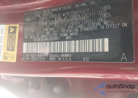 2010 Toyota Highlander Se V6 from USA, damaged, VIN 5TDJK3EH8AS009901